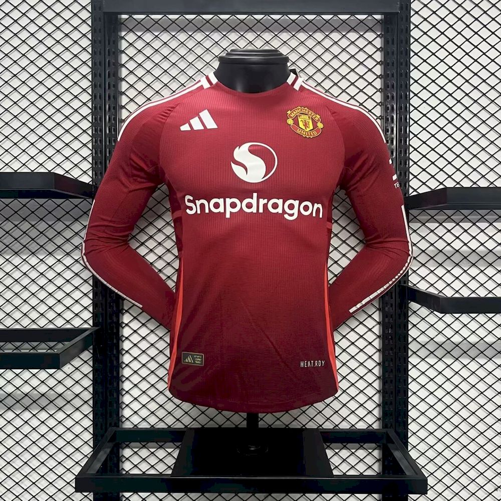 Mens Manchester United 2024/25 Home Long Sleeves Jersey Player Version
