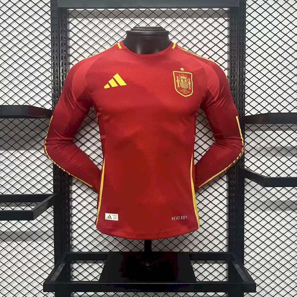 Mens Spain 2024/25 Euro Home Long Sleeves Jersey Player Version