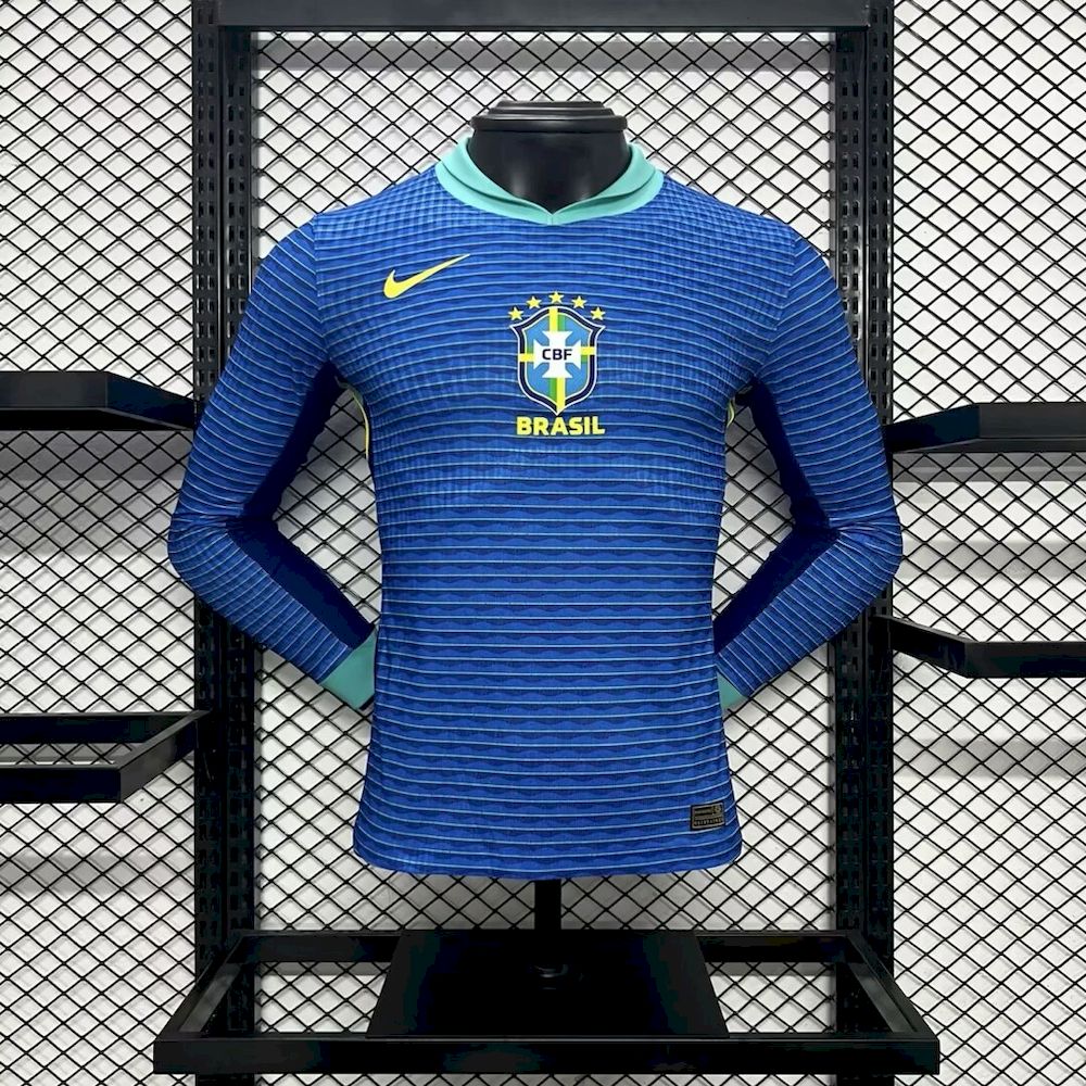 Mens Brazil 2024/25 Away Long Sleeves Jersey Player Version