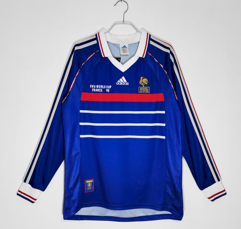 Retro France 1998 World Cup Home Long Sleeve Jersey