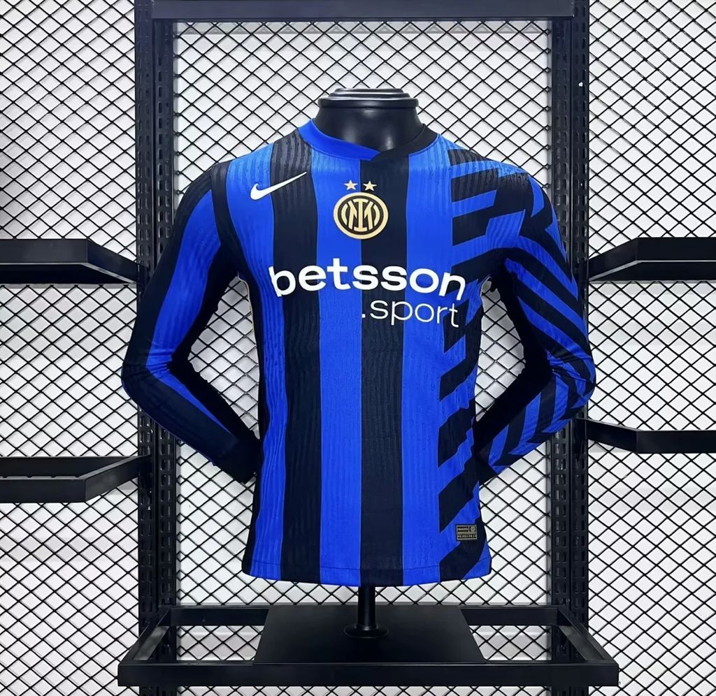 Mens Inter Milan 2024/25 Home Long Sleeves Jersey Player Version