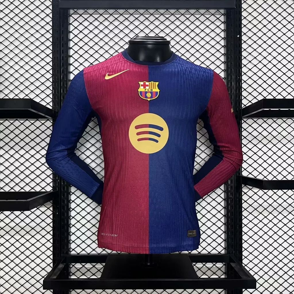 Mens Barcelona 2024/25 Home Long Sleeves Jersey Player Version