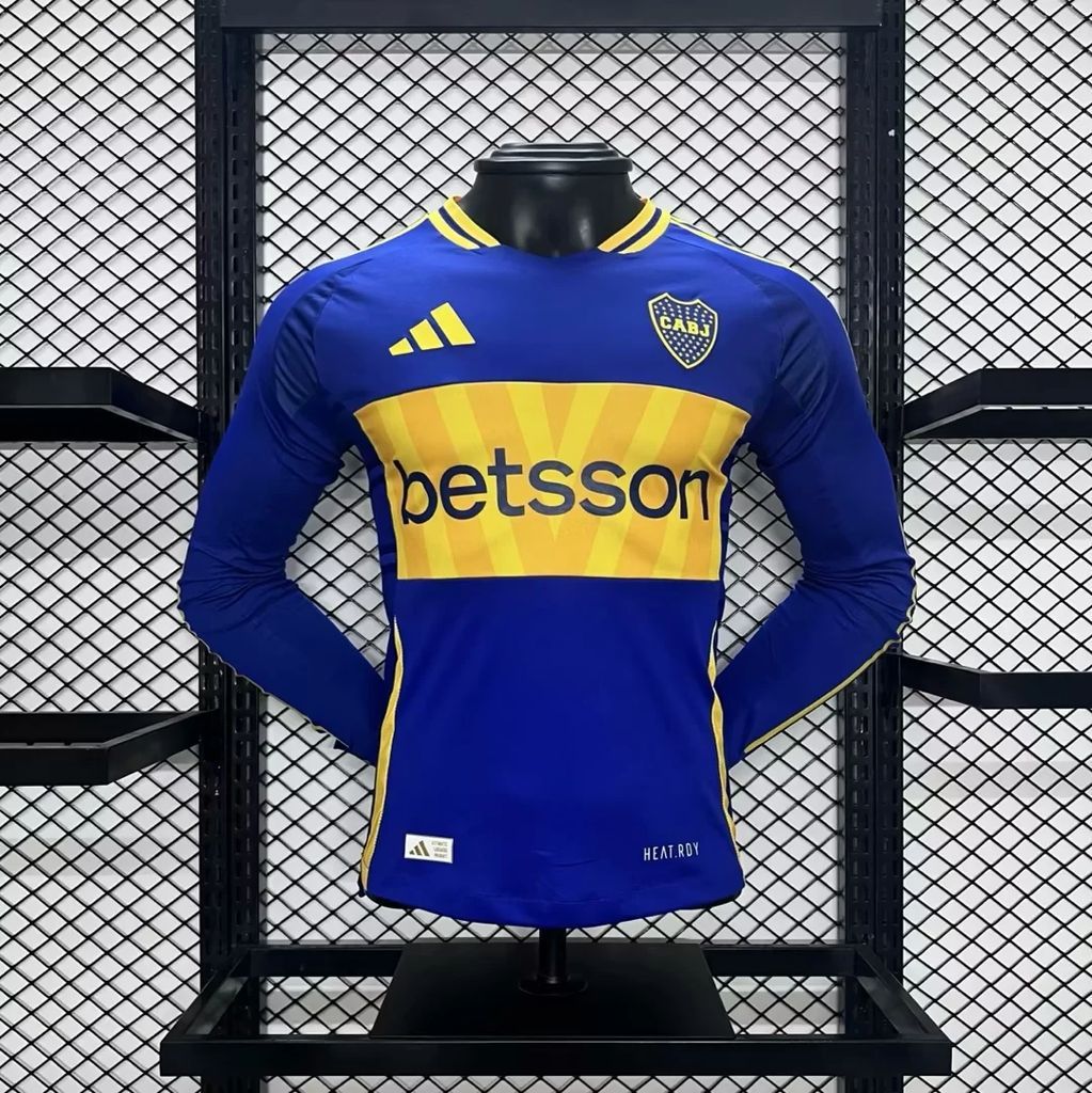 Mens Boca Juniors 2024/25 Home Long Sleeves Jersey Player Version