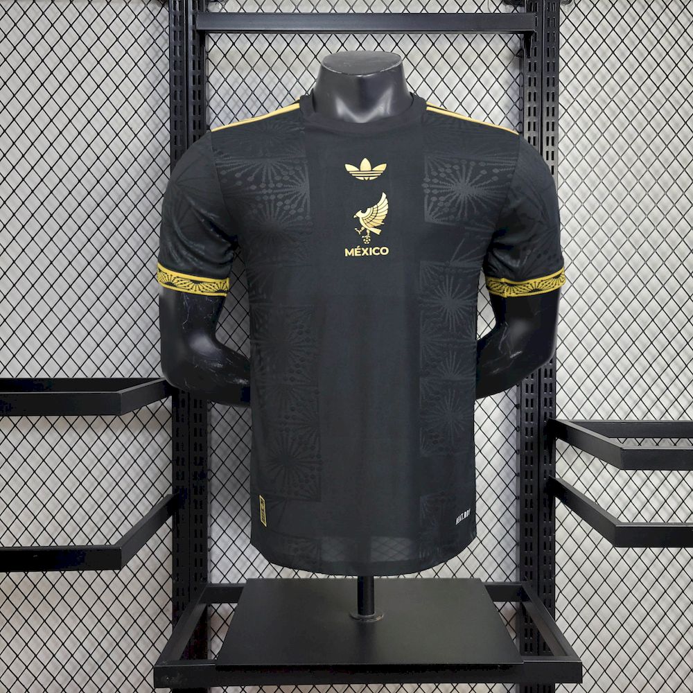 Mens Mexico 2025/26 Gold- Black Jersey Player Version