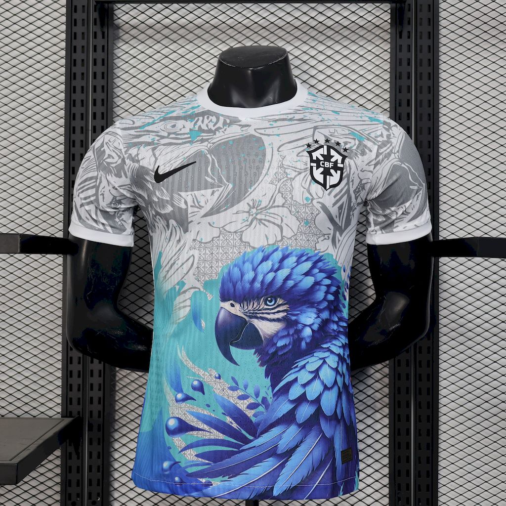 Mens Brazil 2025/26 White Parrot Edition Jersey Player Version