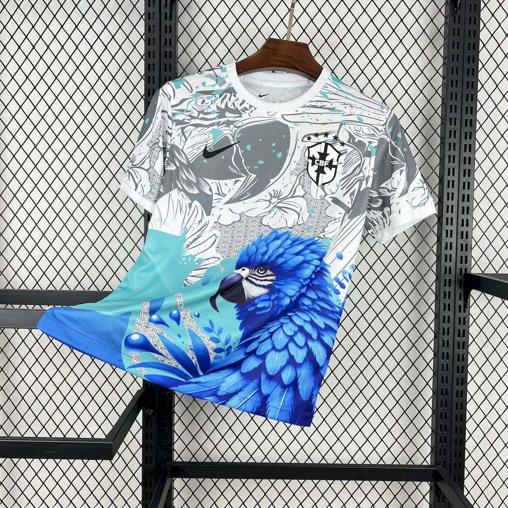Mens Brazil 2025/26 White Parrot Edition Jersey
