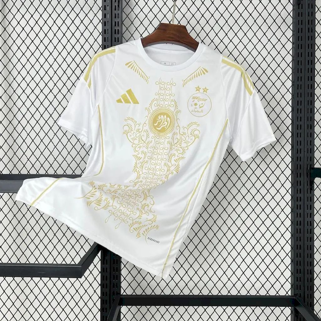 Mens Algeria 2024/25 Karakou White gold Jersey
