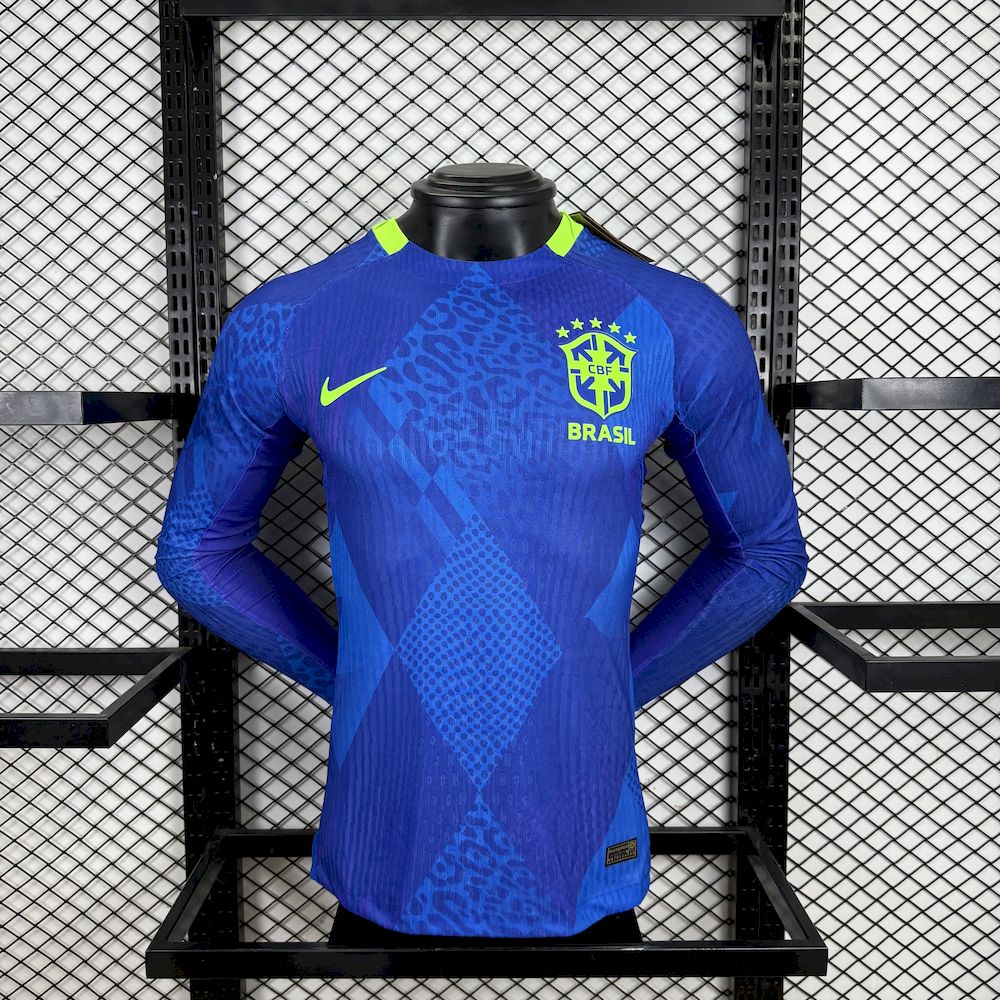 Mens Brazil 2025/26 Away Long Sleeves Jersey Player Version