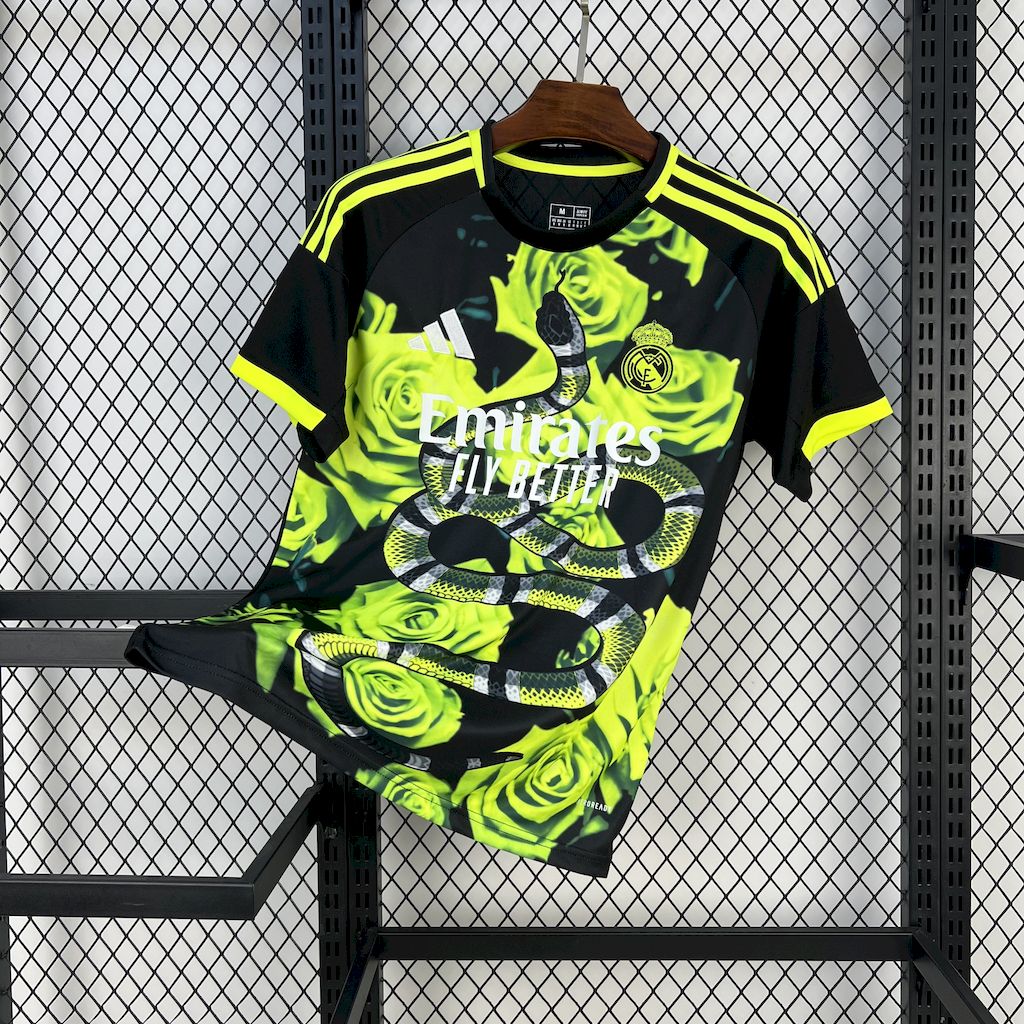 Mens Real Madrid 2025/26 Green Rose Bamboo Leaf Green Jersey