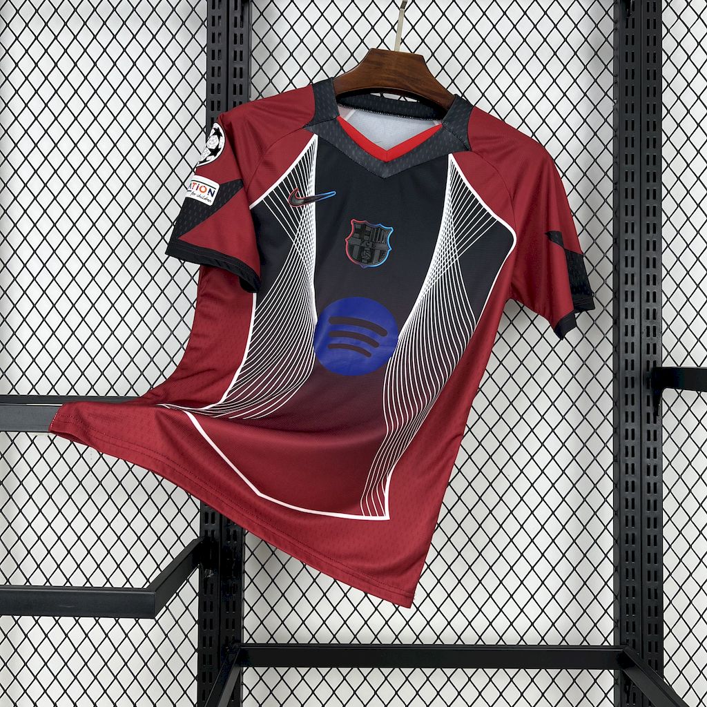 Mens Barcelona 2025/26 Black and red special edition Jersey (With Champions League)