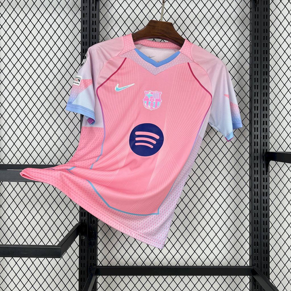 Mens Barcelona 2025/26 pink special edition Jersey (With Champions League)