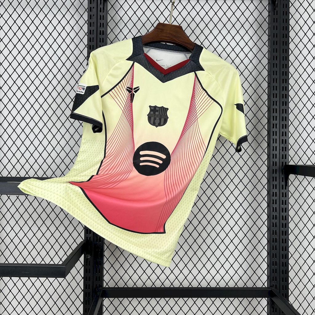 Mens Barcelona 2025/26 yellow pink special edition Jersey (With Champions League)