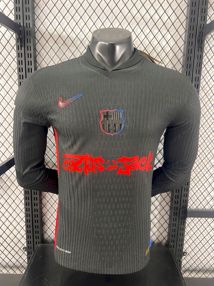 Mens Barcelona 2024/25 Travis Scott Edition Away Long Sleeves Jersey Player Version