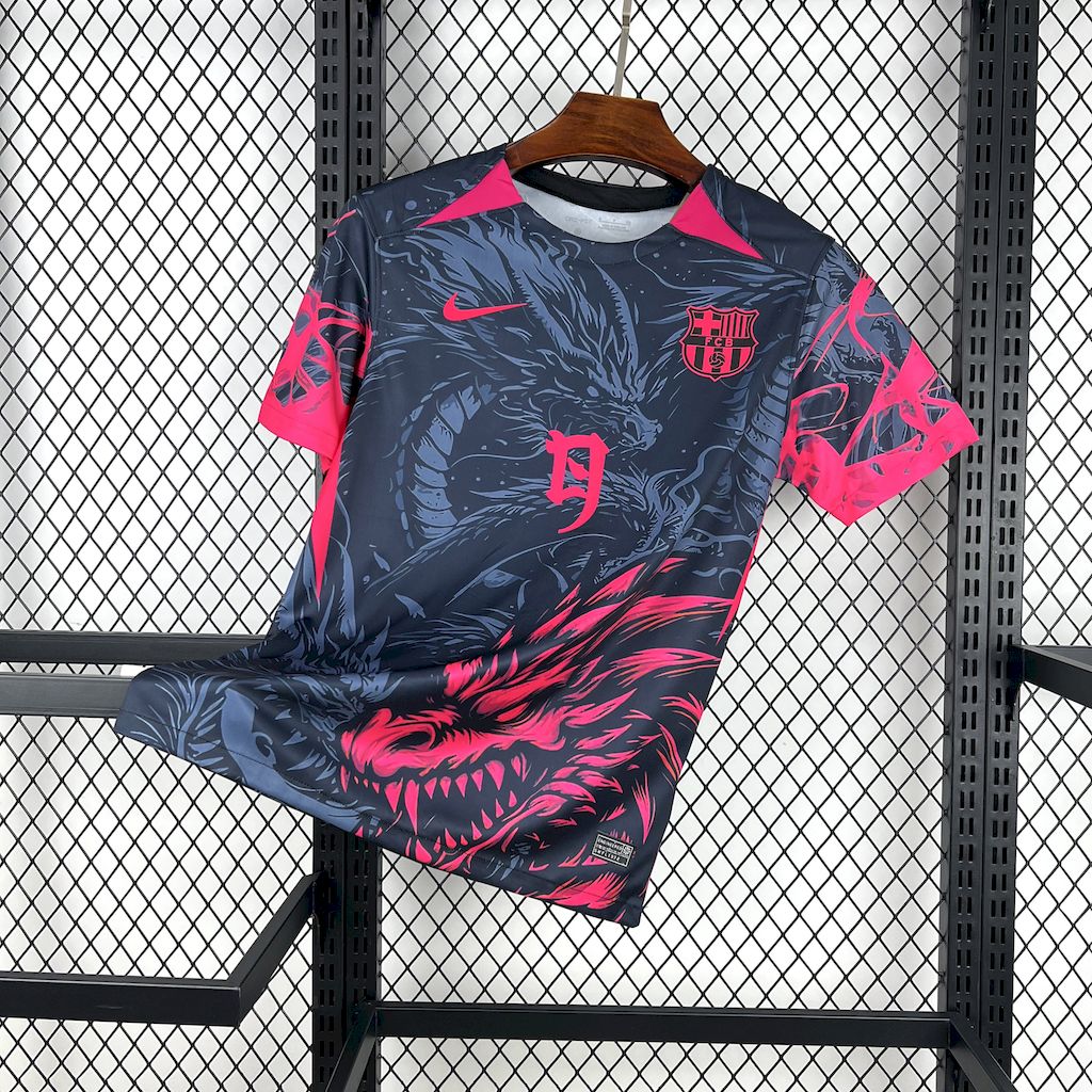 Mens Barcelona 2025/26 Black-Red Dragon Edition Jersey