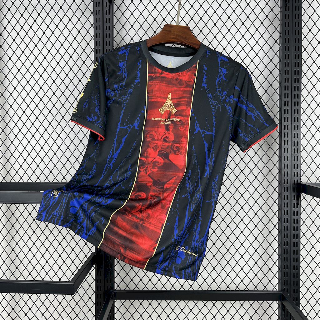 Mens Paris Saint-Germain 2025/26 (CAMPEONES DE EUROPA) Red and blue Jersey