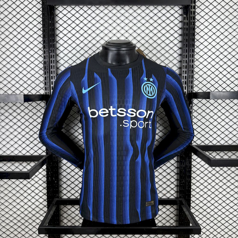 Mens Inter Milan 2025/26 Home Long Sleeves Jersey Player Version