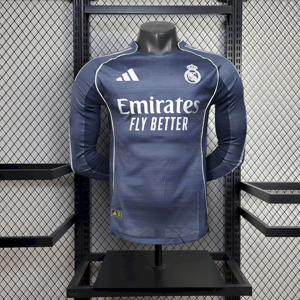 Mens Real Madrid 2025/26 Away Long Sleeves Jersey Player Version