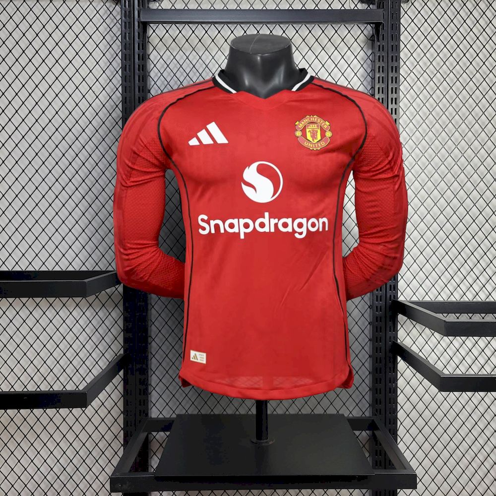 Mens Manchester United 2025/26 Home Long Sleeve Authentic Jersey