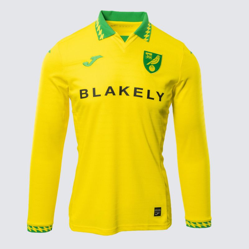 Mens Norwich City FC 2025/26 Home Long Sleeve Jersey
